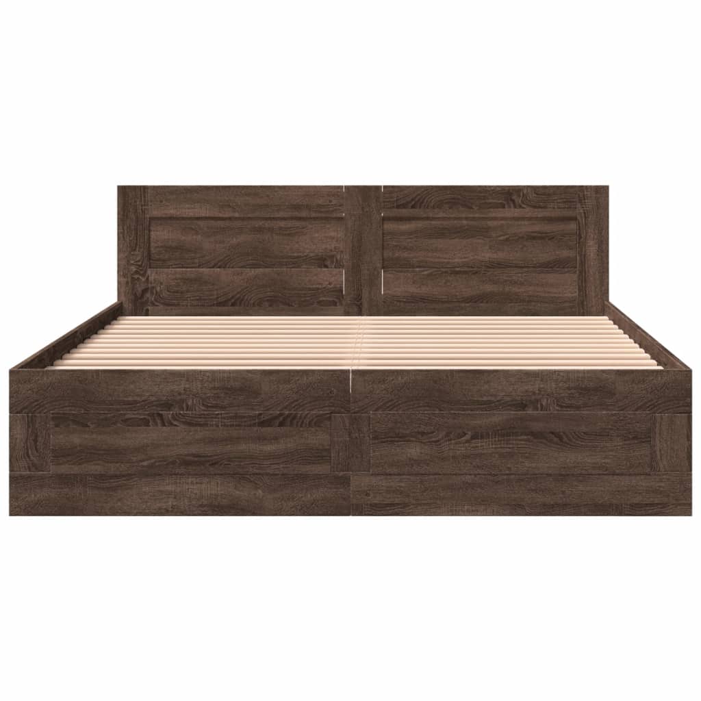 Sengeramme med hodegavl brun eik 160x200 cm konstruert tre