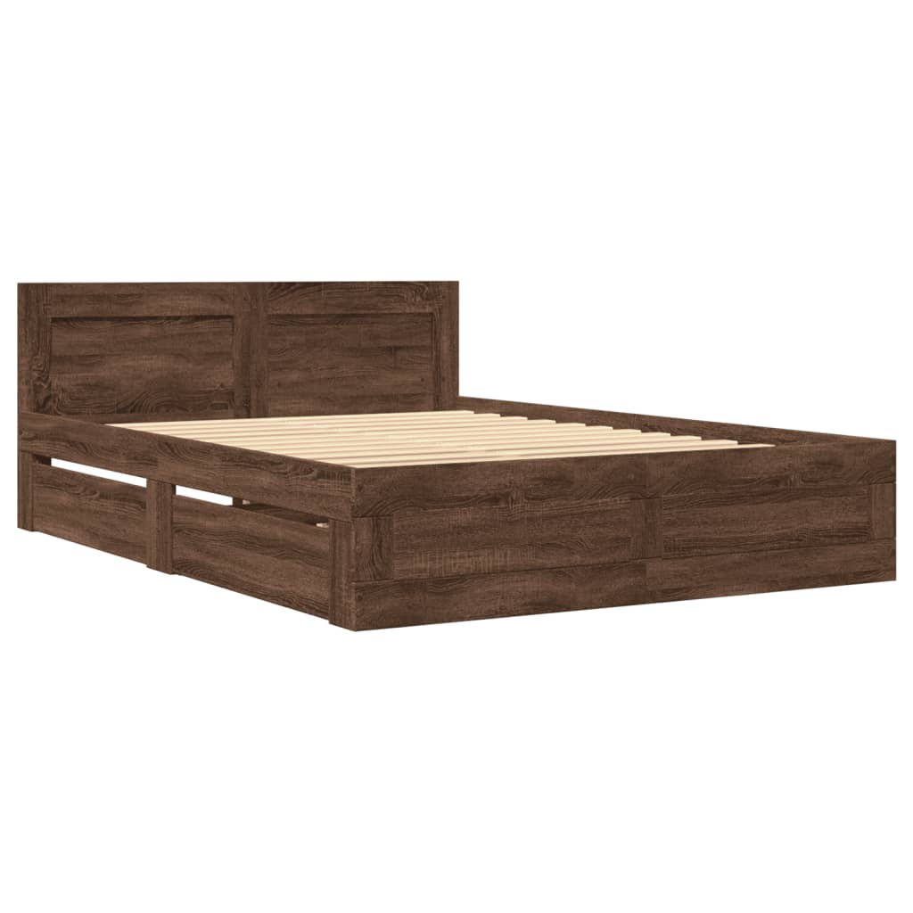 Sengeramme med hodegavl brun eik 140x200 cm konstruert tre
