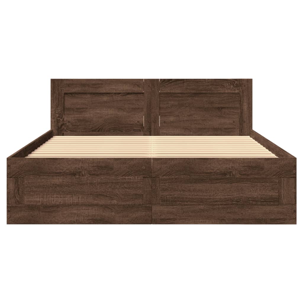 Sengeramme med hodegavl brun eik 140x200 cm konstruert tre
