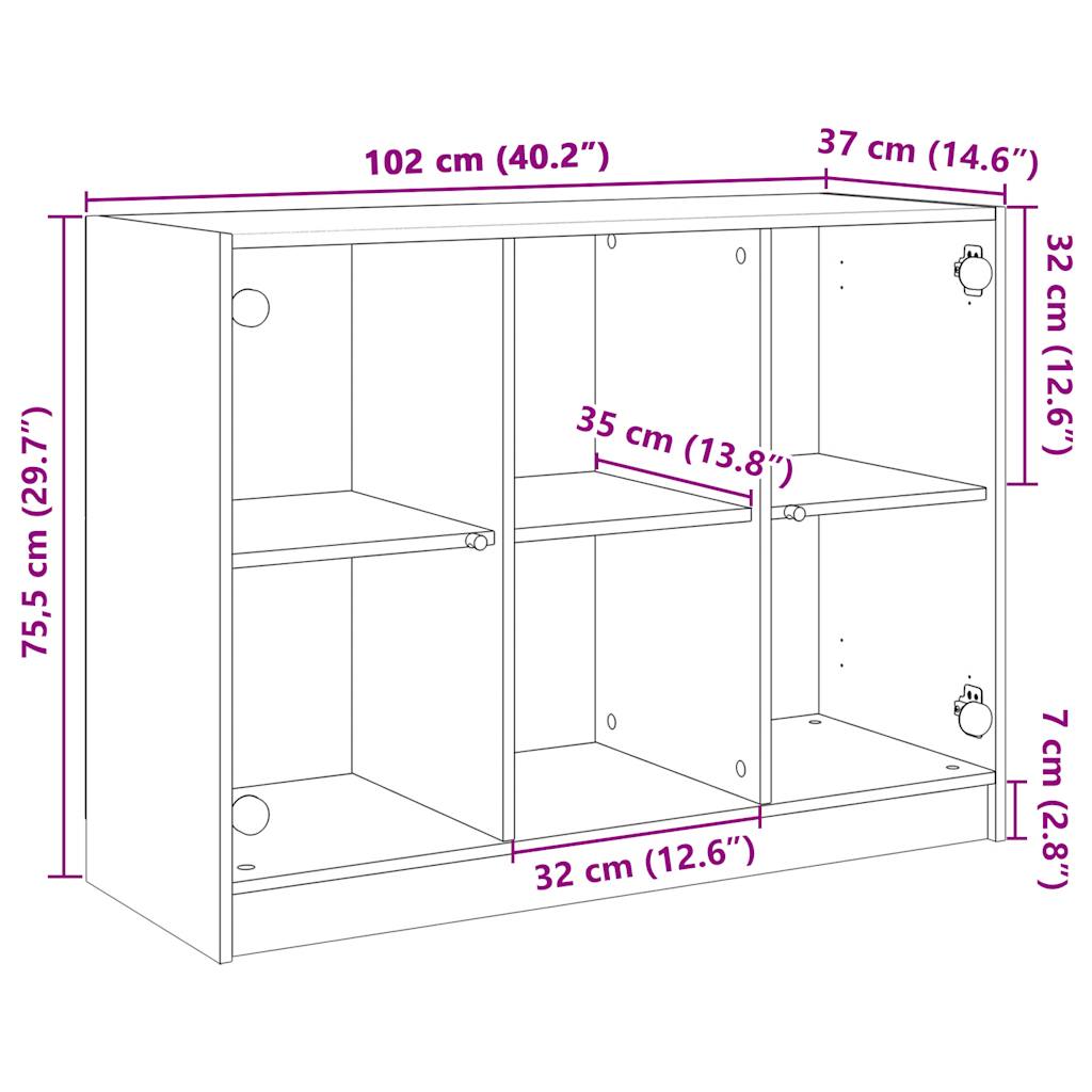 Skjenk sonoma eik 102x37x75,5 cm konstruert tre
