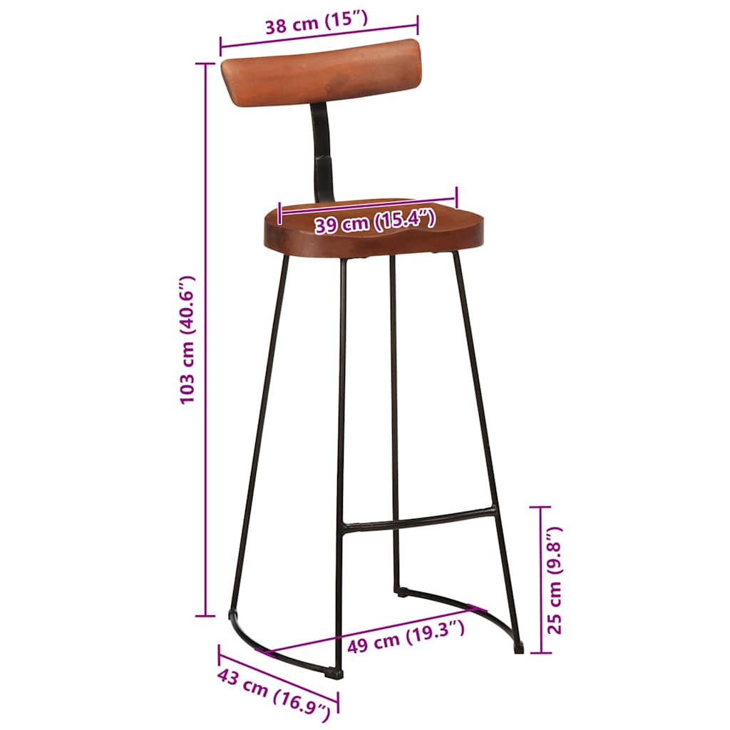 Barkrakker 2 stk 49x43x103 cm heltre mango