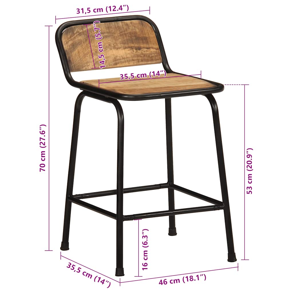 Barkrakker 2 stk 46x35,5x70 cm grovt heltre mangotre