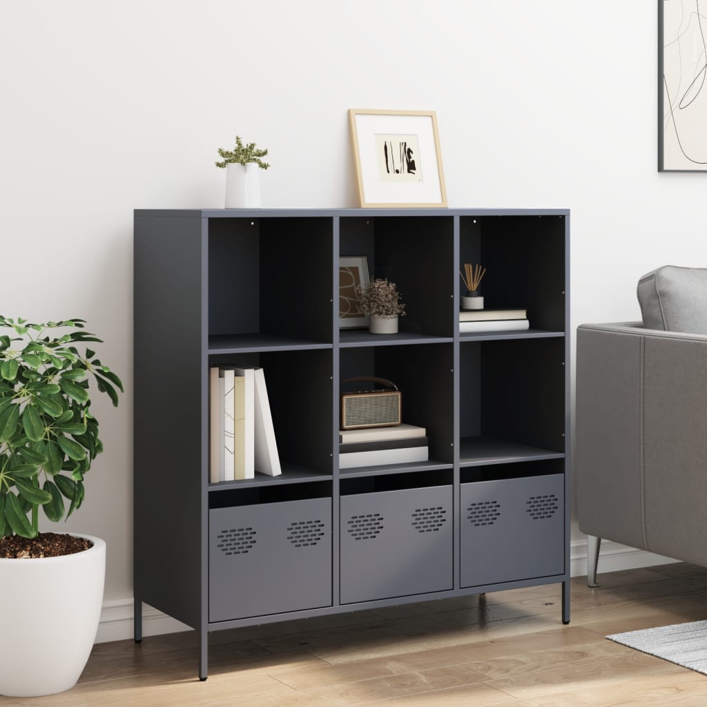 Highboard antrasitt 101,5x39x103,5 cm stål