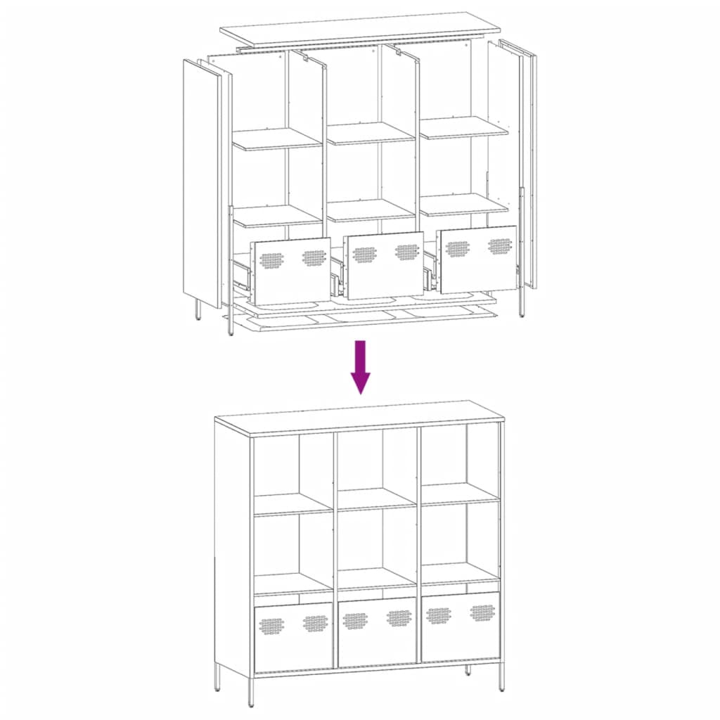Highboard antrasitt 101,5x39x103,5 cm stål