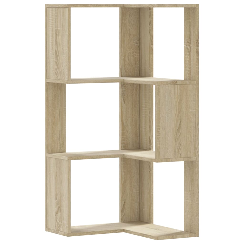 Bokhylle hjørne 3 lag sonoma eik 50x50x102 cm konstruert tre