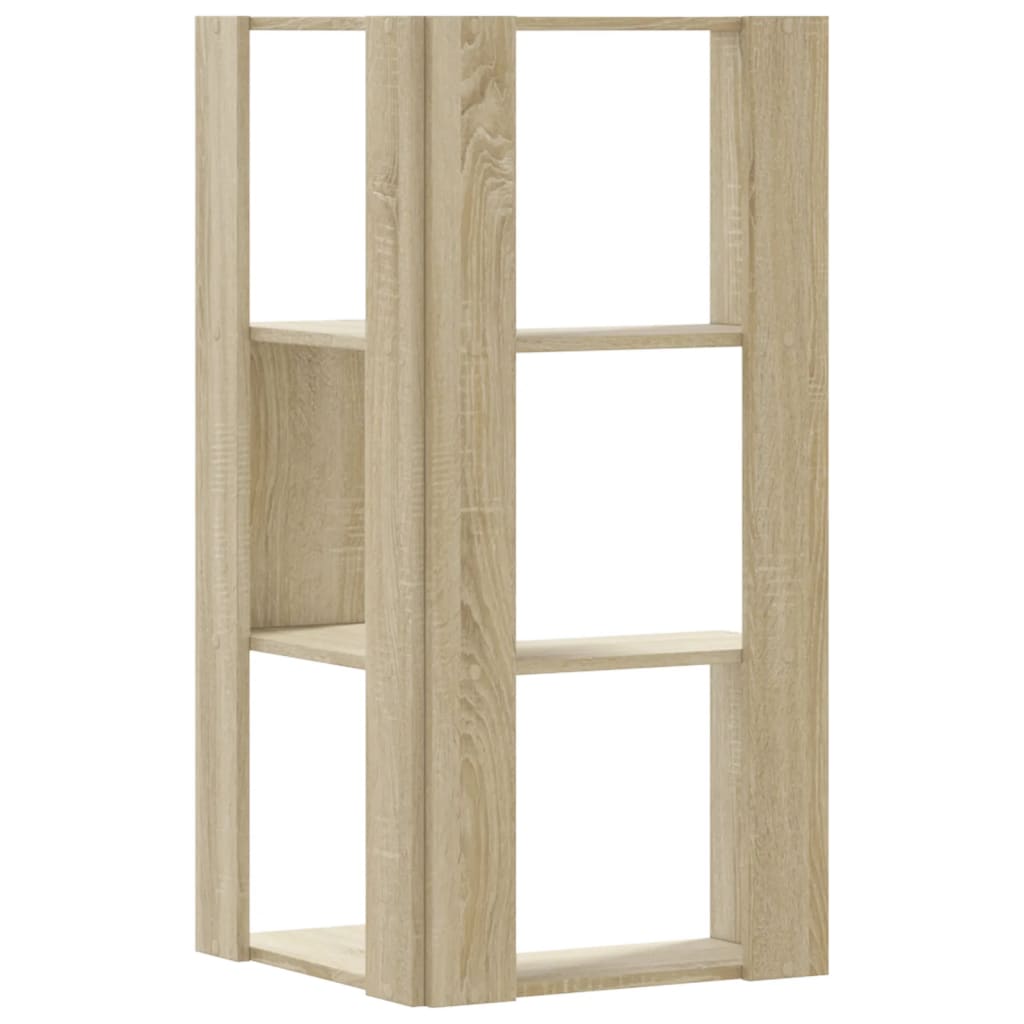 Bokhylle hjørne 3 lag sonoma eik 50x50x102 cm konstruert tre