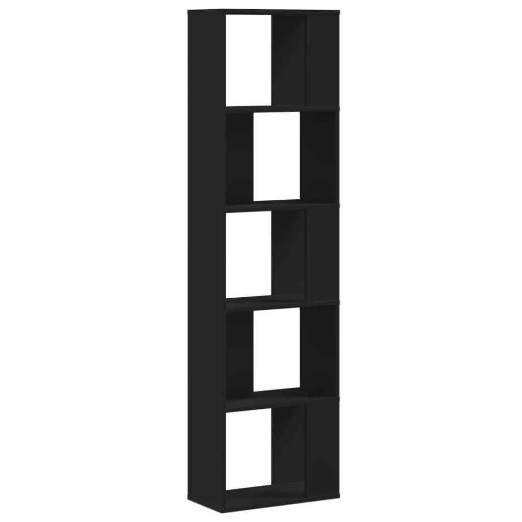 Bokhylle 5 etasjer svart 45x23,5x162,5 cm konstruert tre