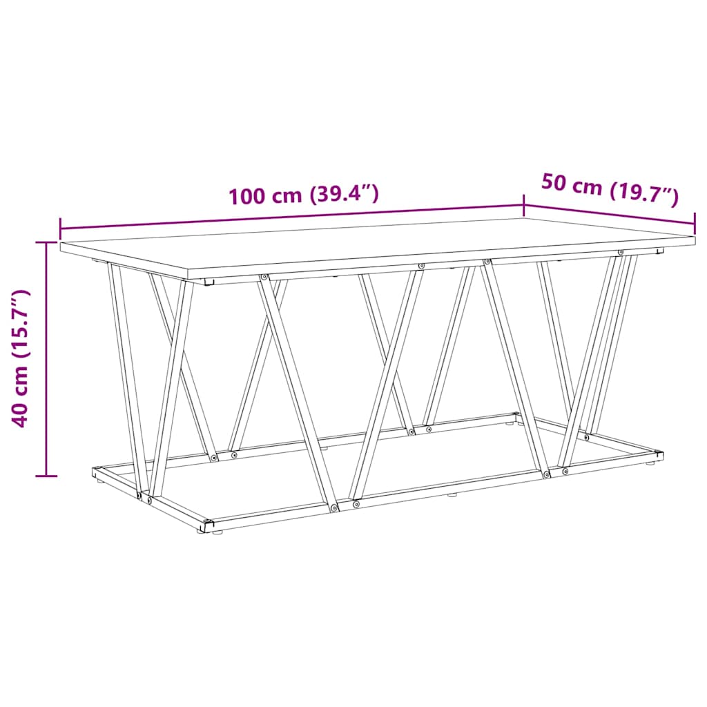 Grå Sonoma Kaffebord 100x50x40 cm Laget av konstruert tre og metall