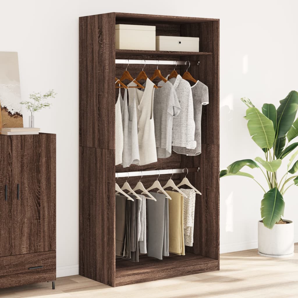 Garderobe brun eik 100x50x200 cm konstruert tre