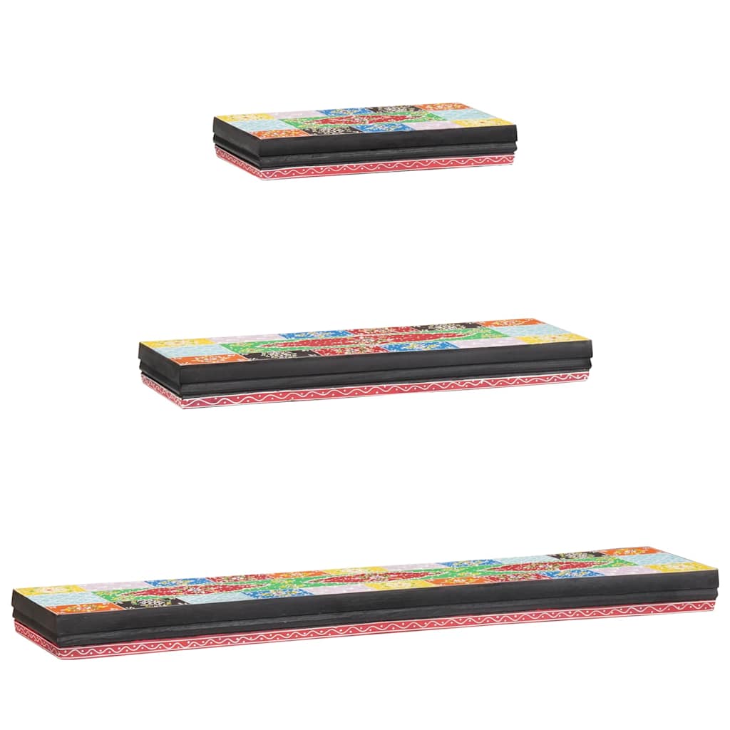 3-delt Vegghylle Sett 100x20x6 cm Solid Tre Mango
