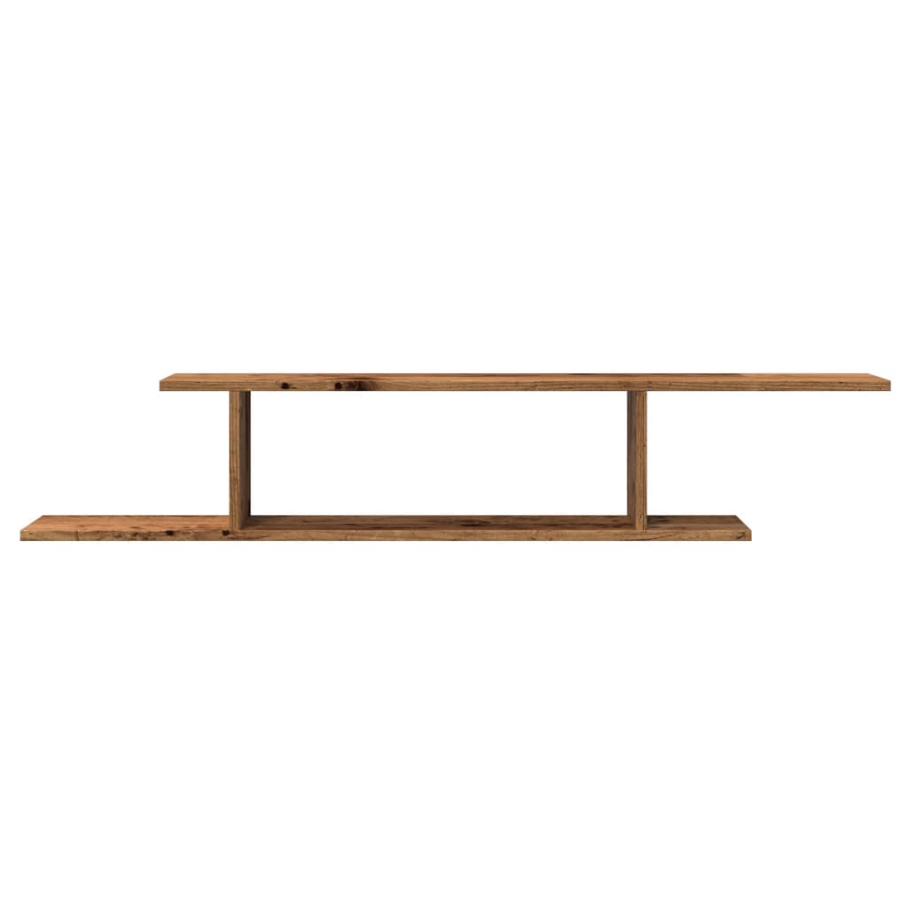 Veggmontert TV-hylle gammelt tre 125x18x23 cm konstruert tre