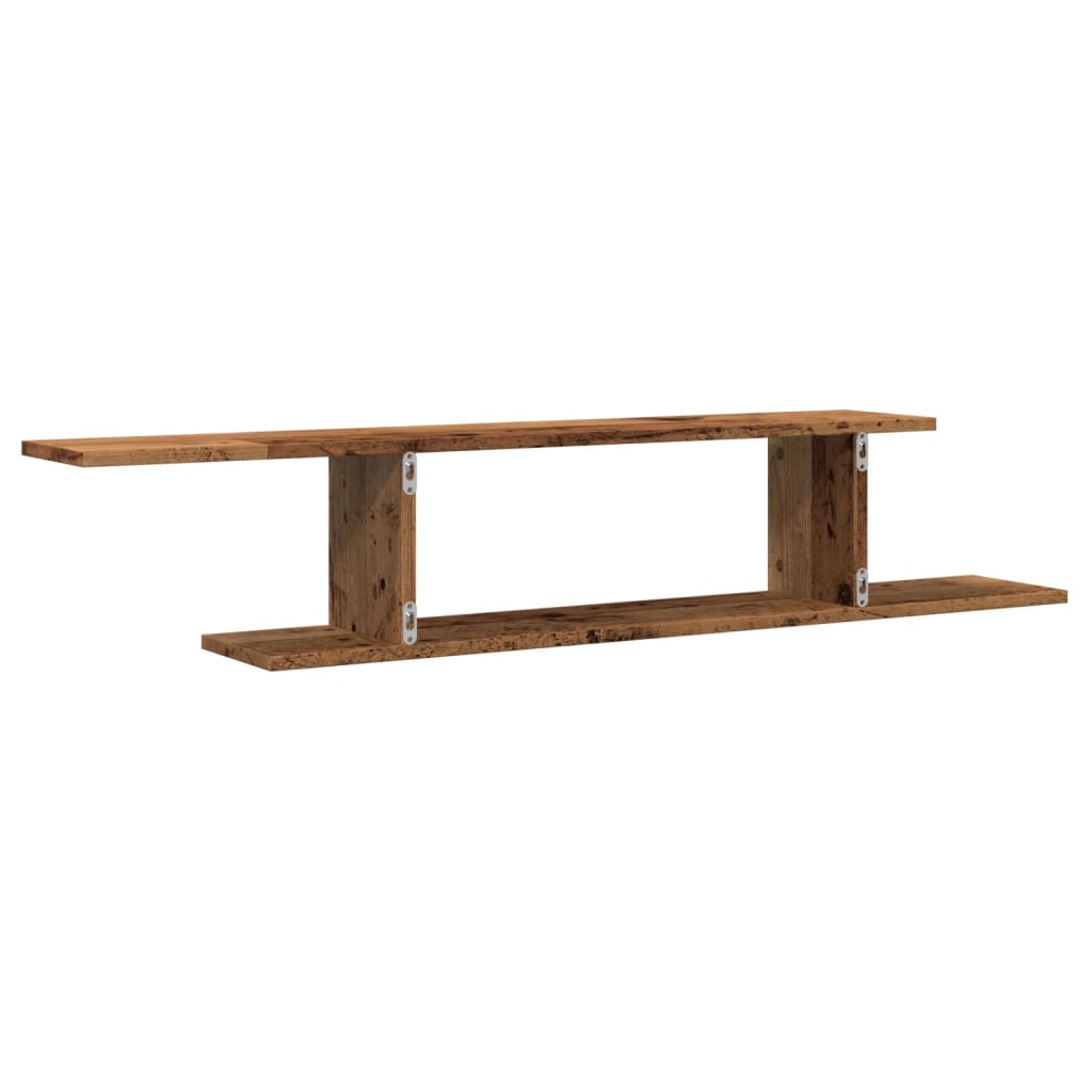 Veggmontert TV-hylle gammelt tre 125x18x23 cm konstruert tre