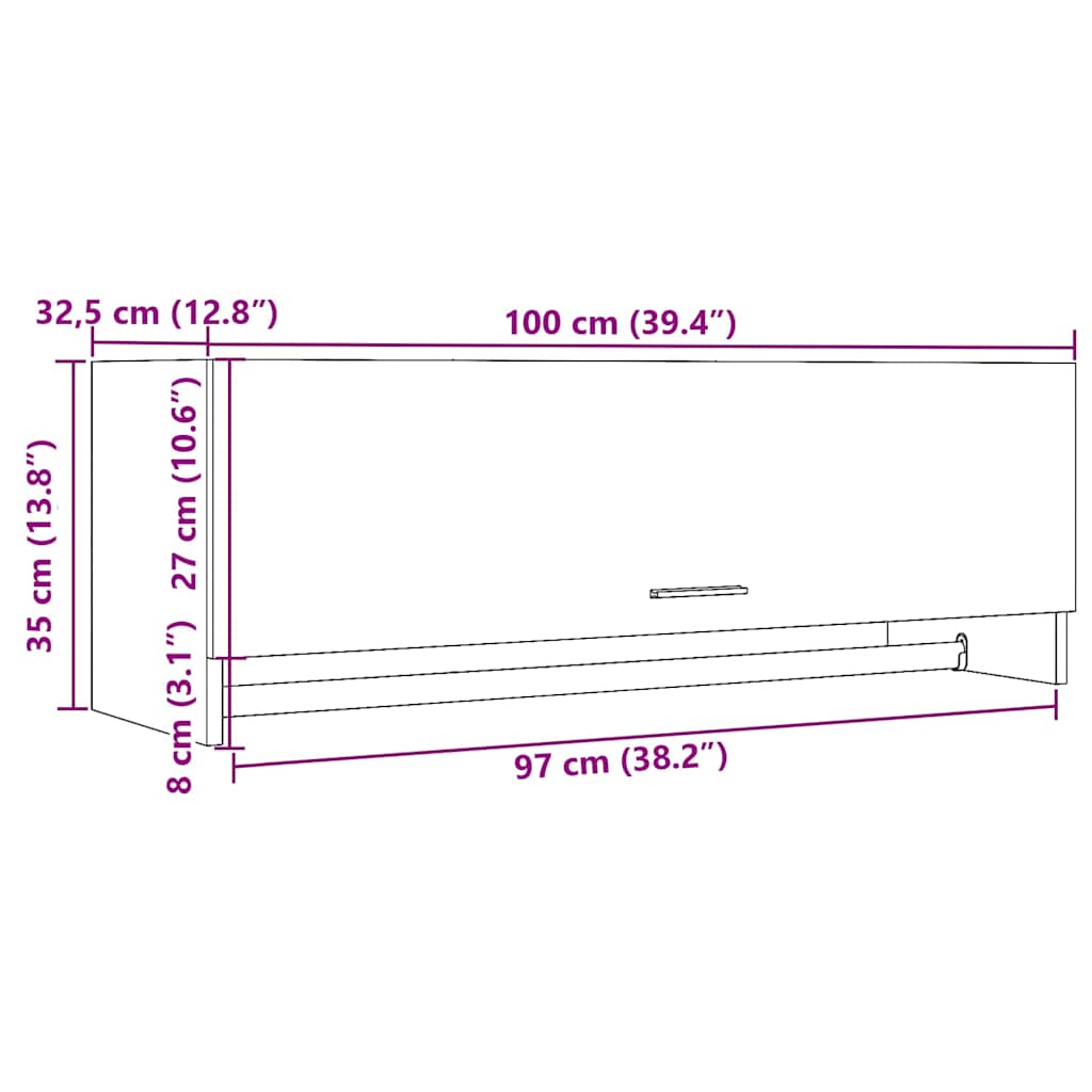 Garderobe artisan eik 100x32,5x35 cm konstruert tre