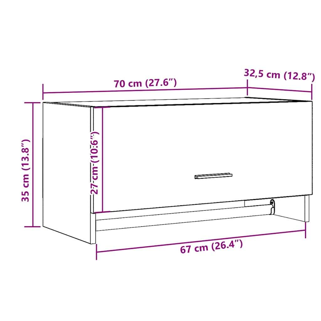 Garderobe artisan eik 70x32,5x35 cm konstruert tre