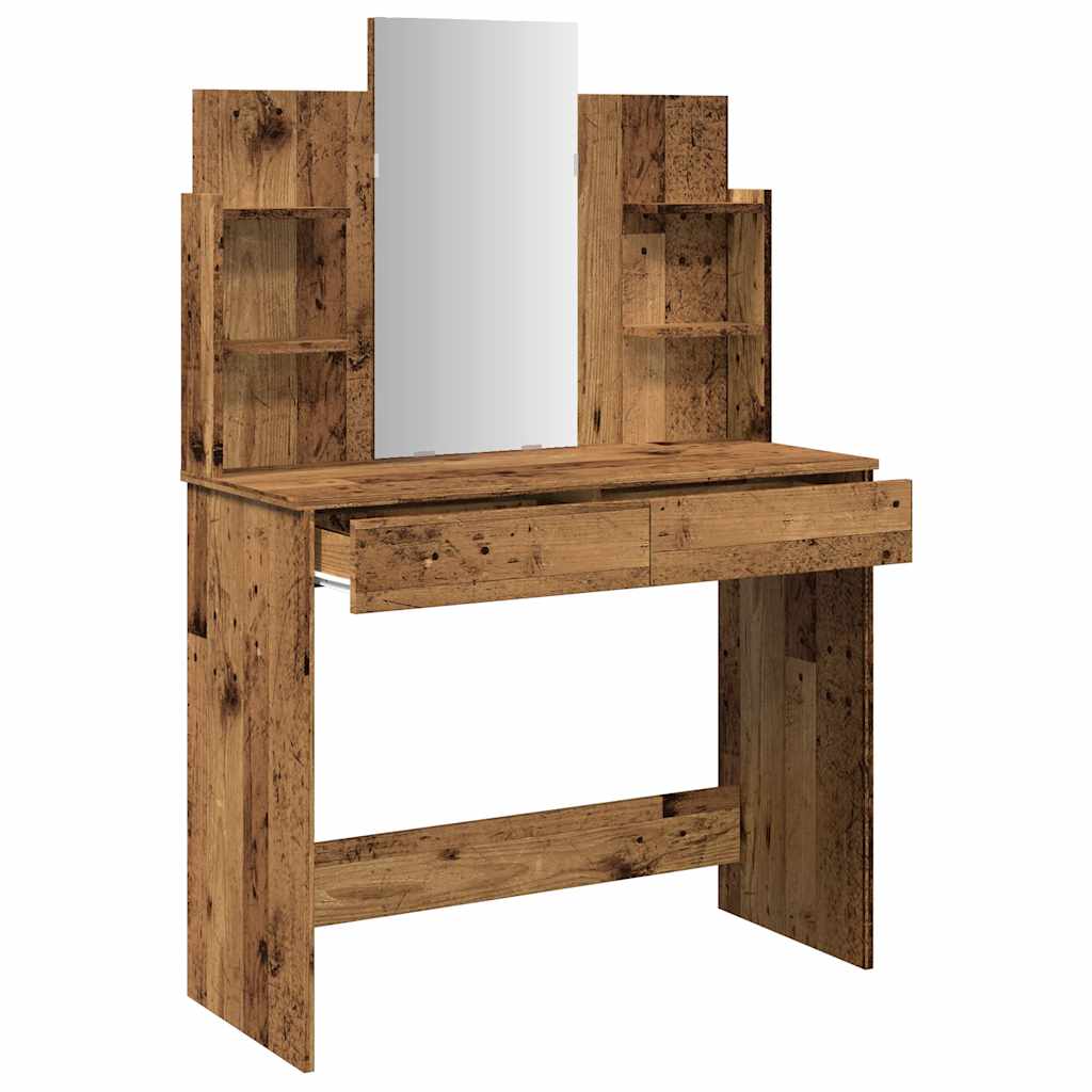 Sminkebord med speil gammelt tre 96x39x142 cm
