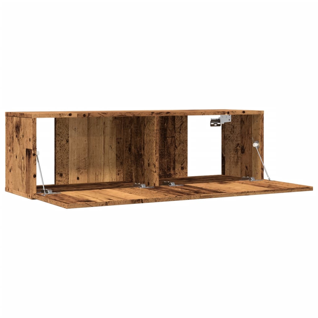 Veggmonterte TV-benker 2 stk gammelt tre 100x30x30 cm