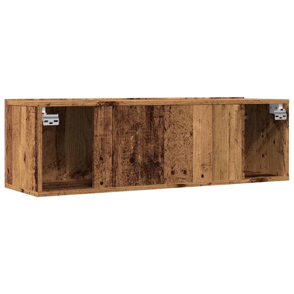 Veggmonterte TV-benker 2 stk gammelt tre 100x30x30 cm
