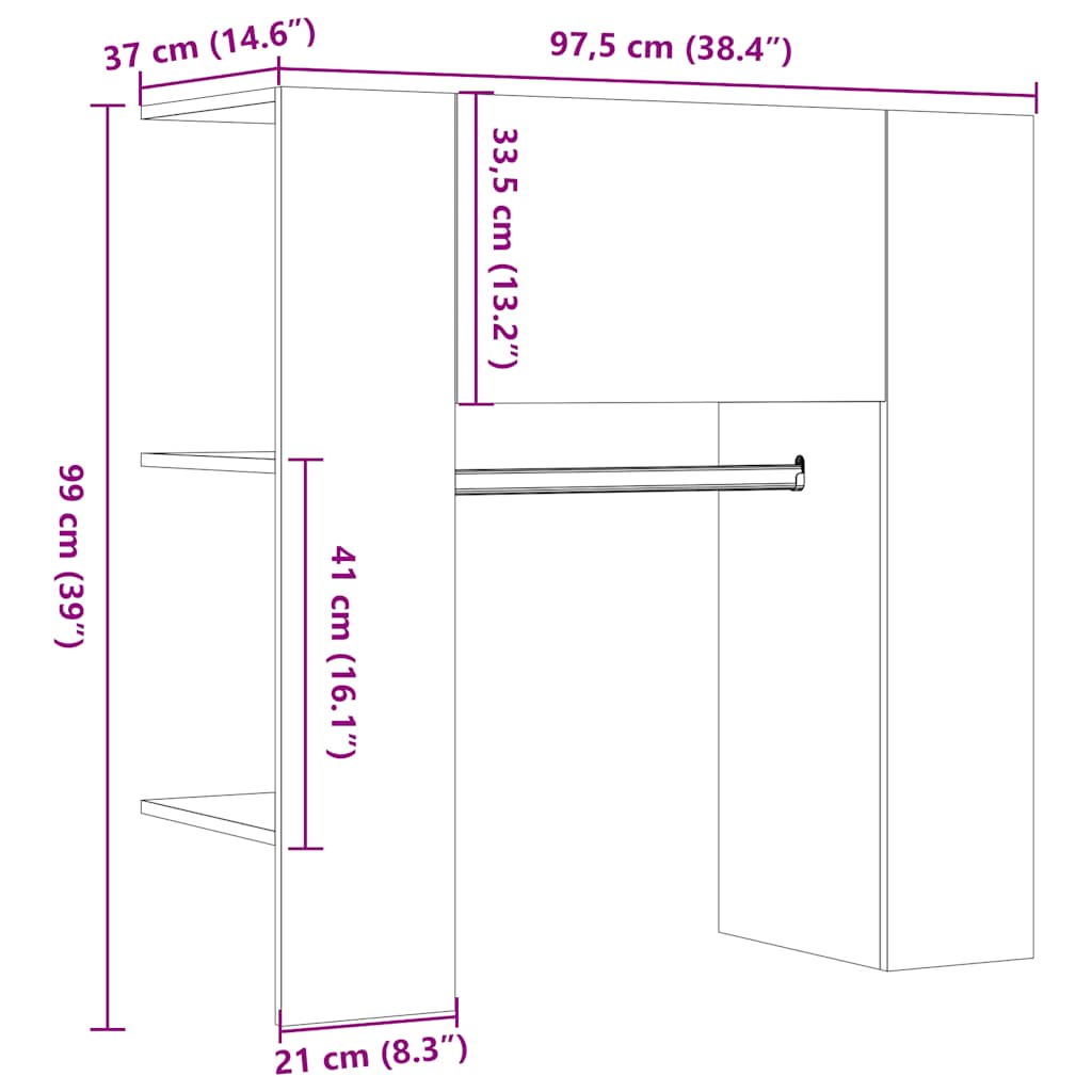 Gangskap artisan eik 97,5x37x99 cm konstruert tre