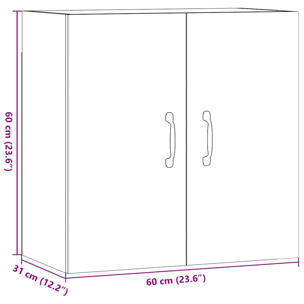 Veggskap gammelt tre 60x31x60 cm konstruert tre