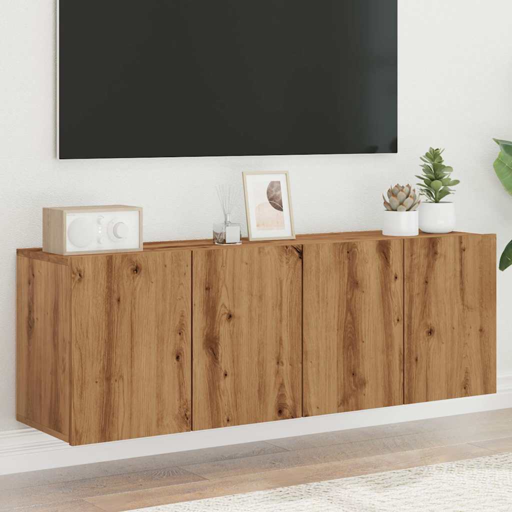 Veggmonterte TV-benker 2 stk artisan eik 60x30x41 cm