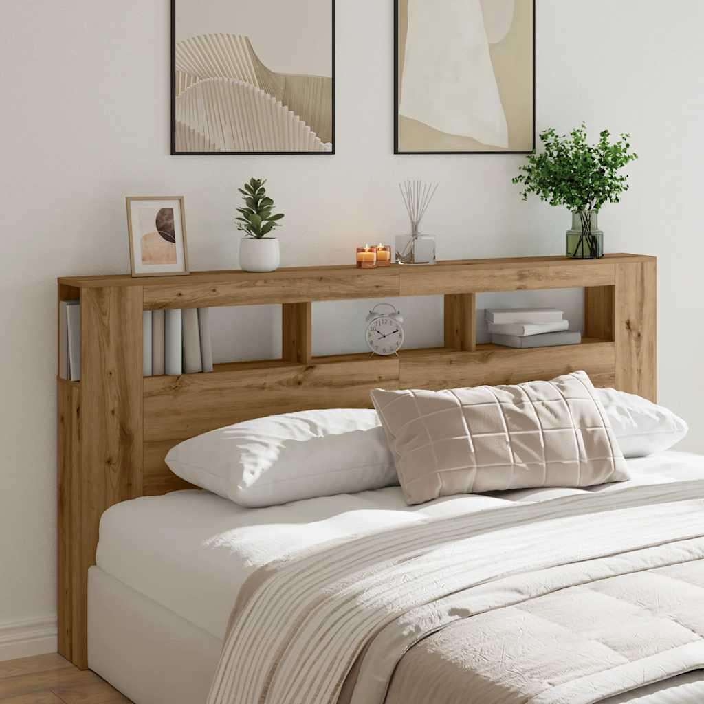 Sengegavl med LED artisan eik 200x18,5x103,5 cm konstruert tre
