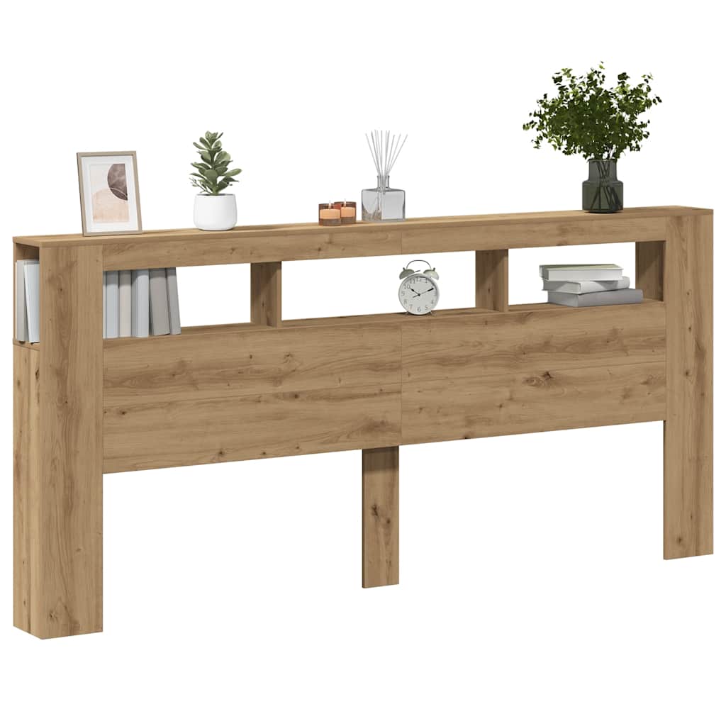 Sengegavl med LED artisan eik 220x18,5x103,5 cm konstruert tre