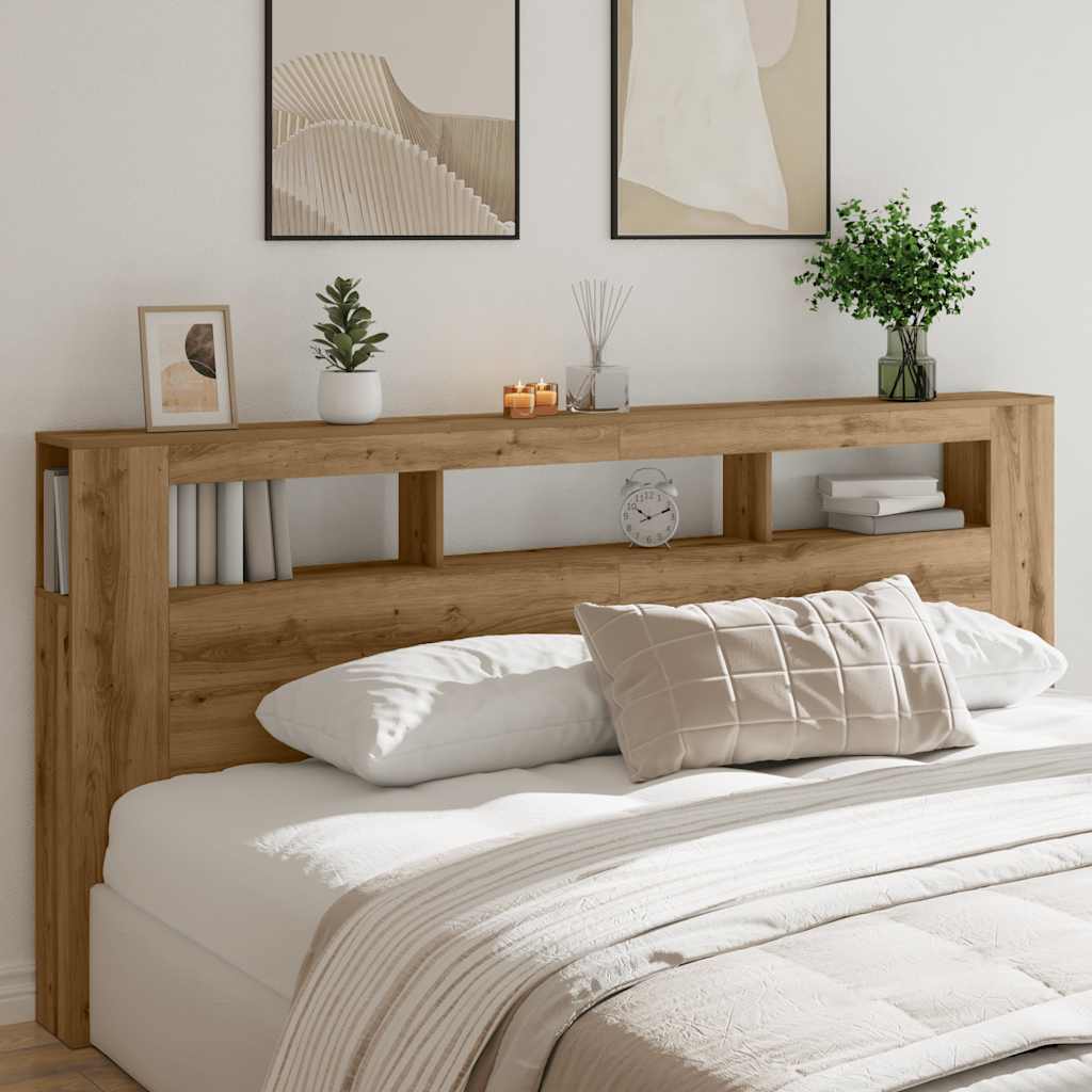 Sengegavl med LED artisan eik 220x18,5x103,5 cm konstruert tre