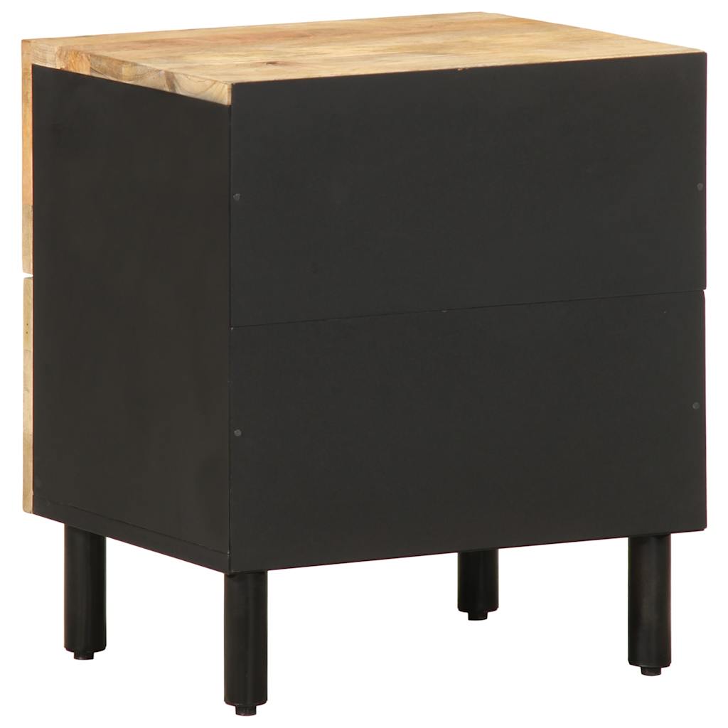 Nattbord 2 stk svart 40x33,5x46 cm grovt heltre mangotre