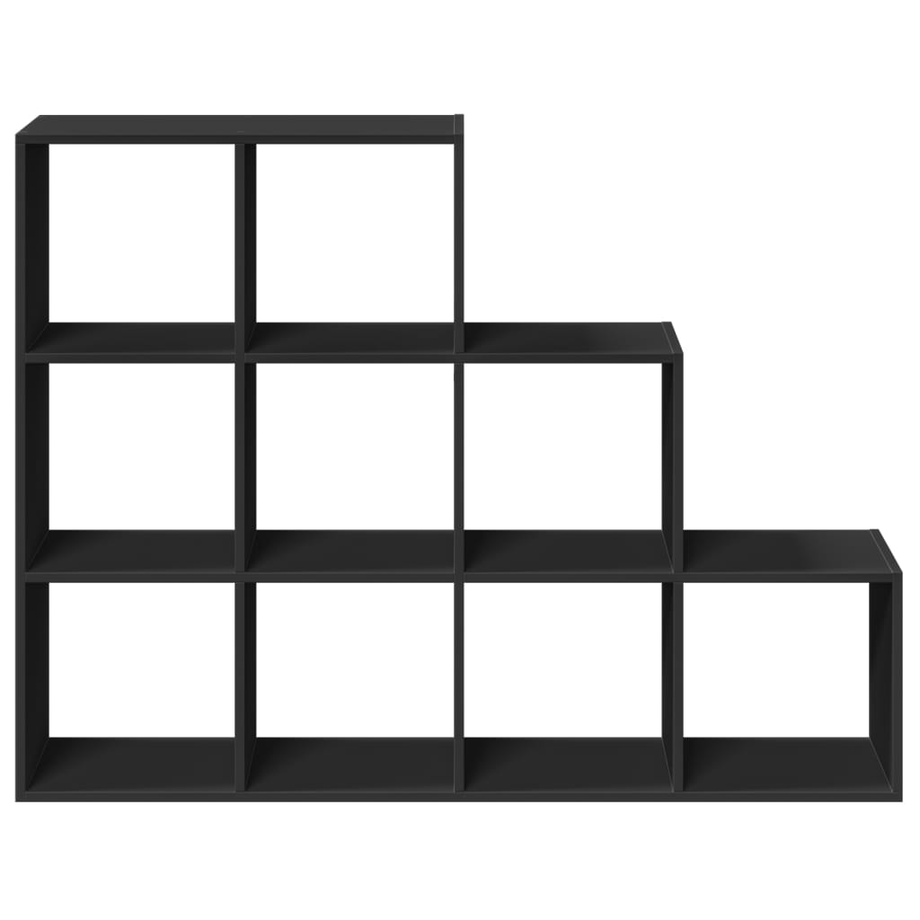 Bokhylle 3 etasjer svart 137,5x29x103,5 cm konstruert tre
