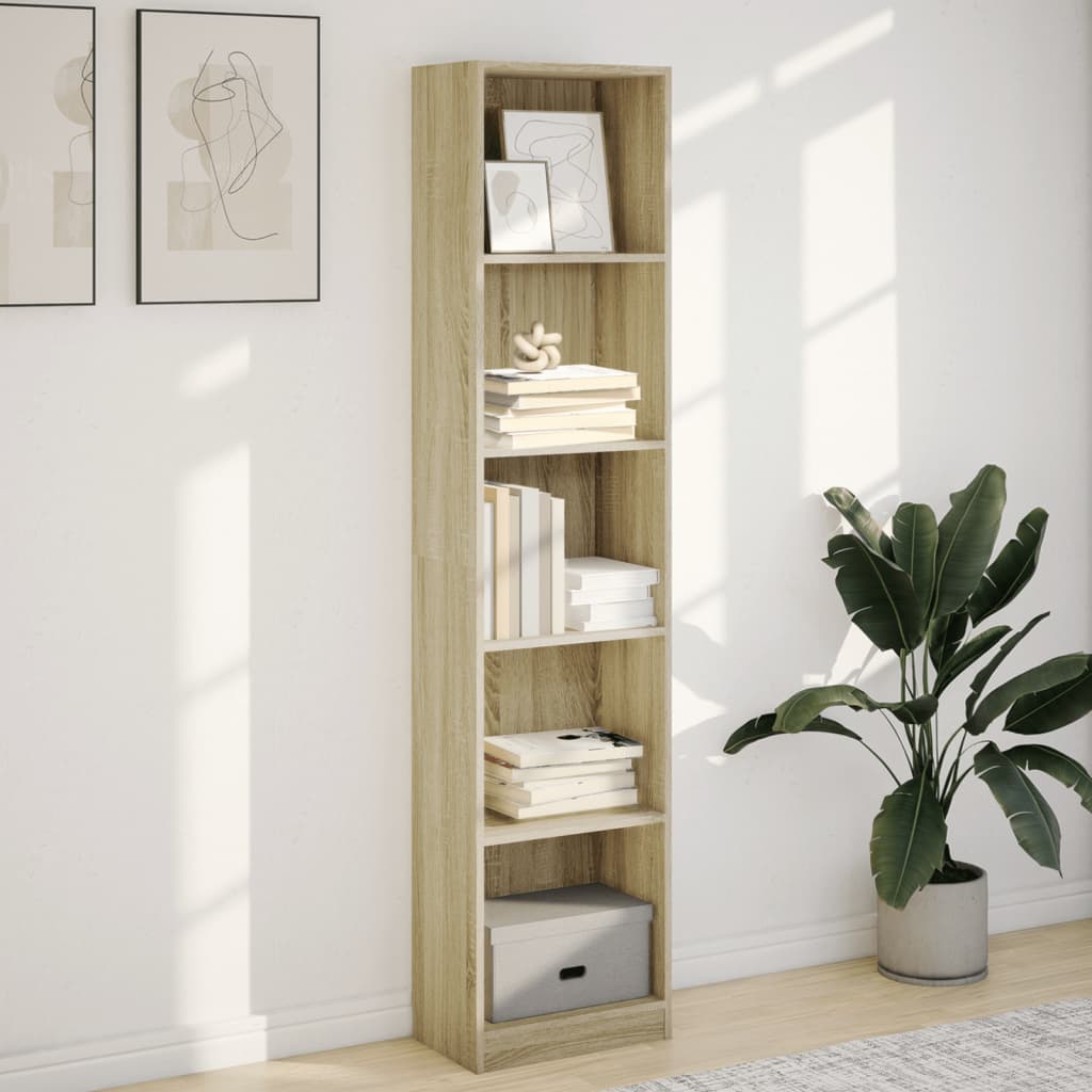 Bokhylle sonoma eik 40x24x176 cm konstruert tre