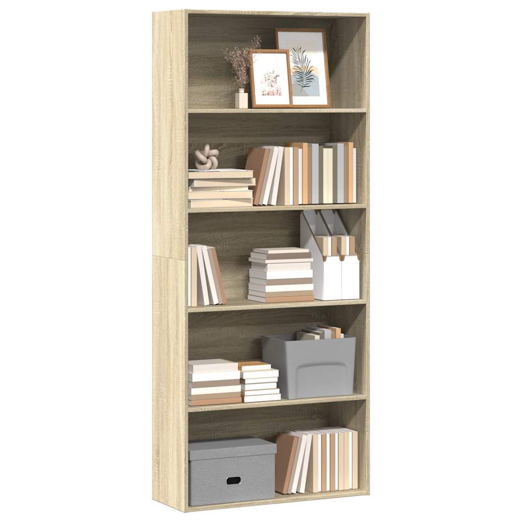 Bokhylle sonoma eik 80x30x189 cm konstruert tre