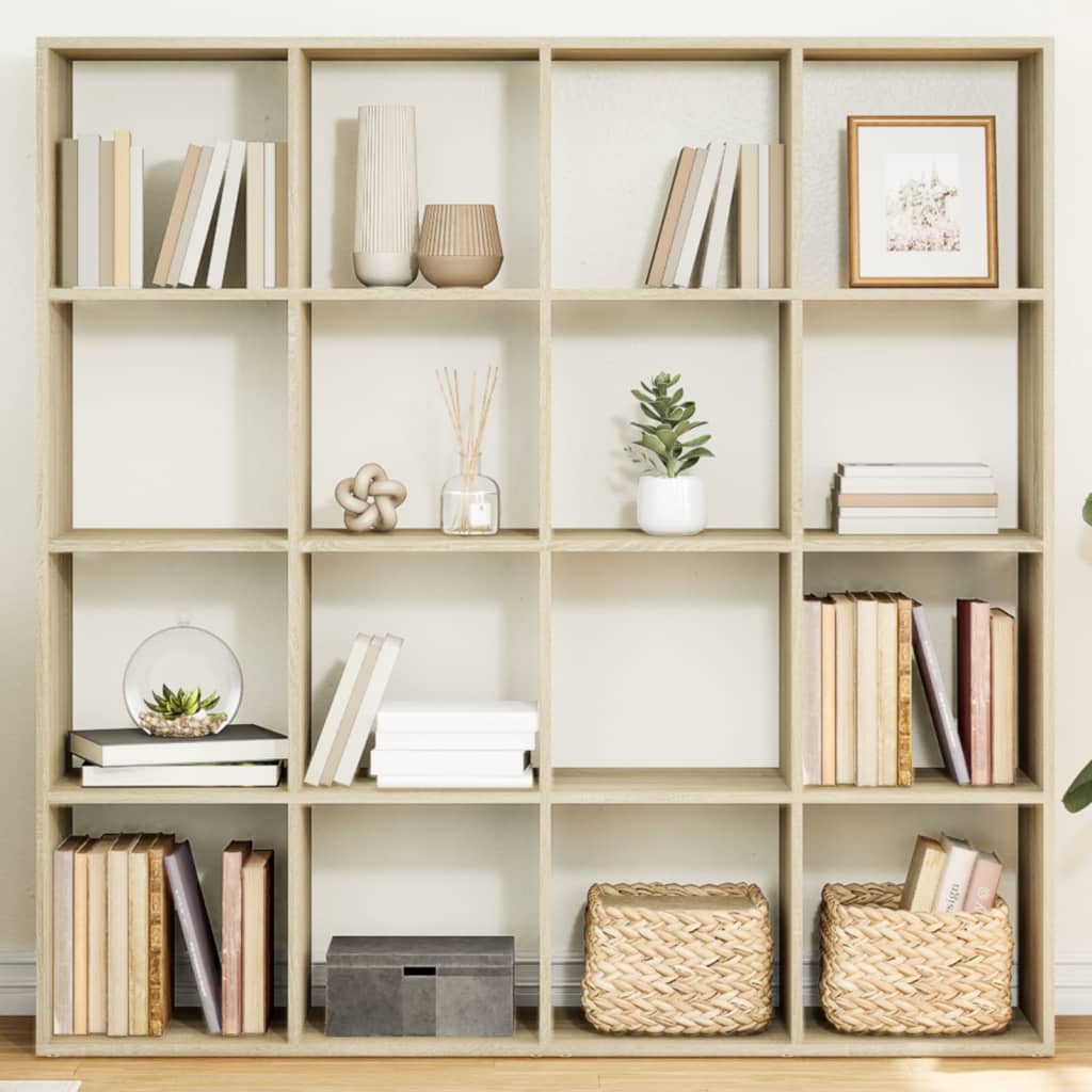Bokhylle sonoma eik 137,5x29x137,5 cm konstruert tre