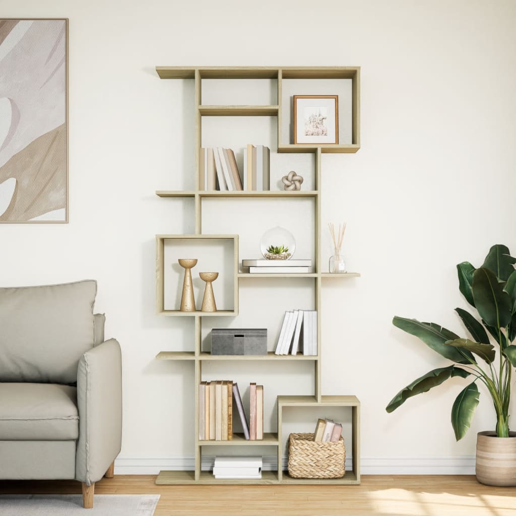 Bokhylle sonoma eik 92x29x188 cm konstruert tre