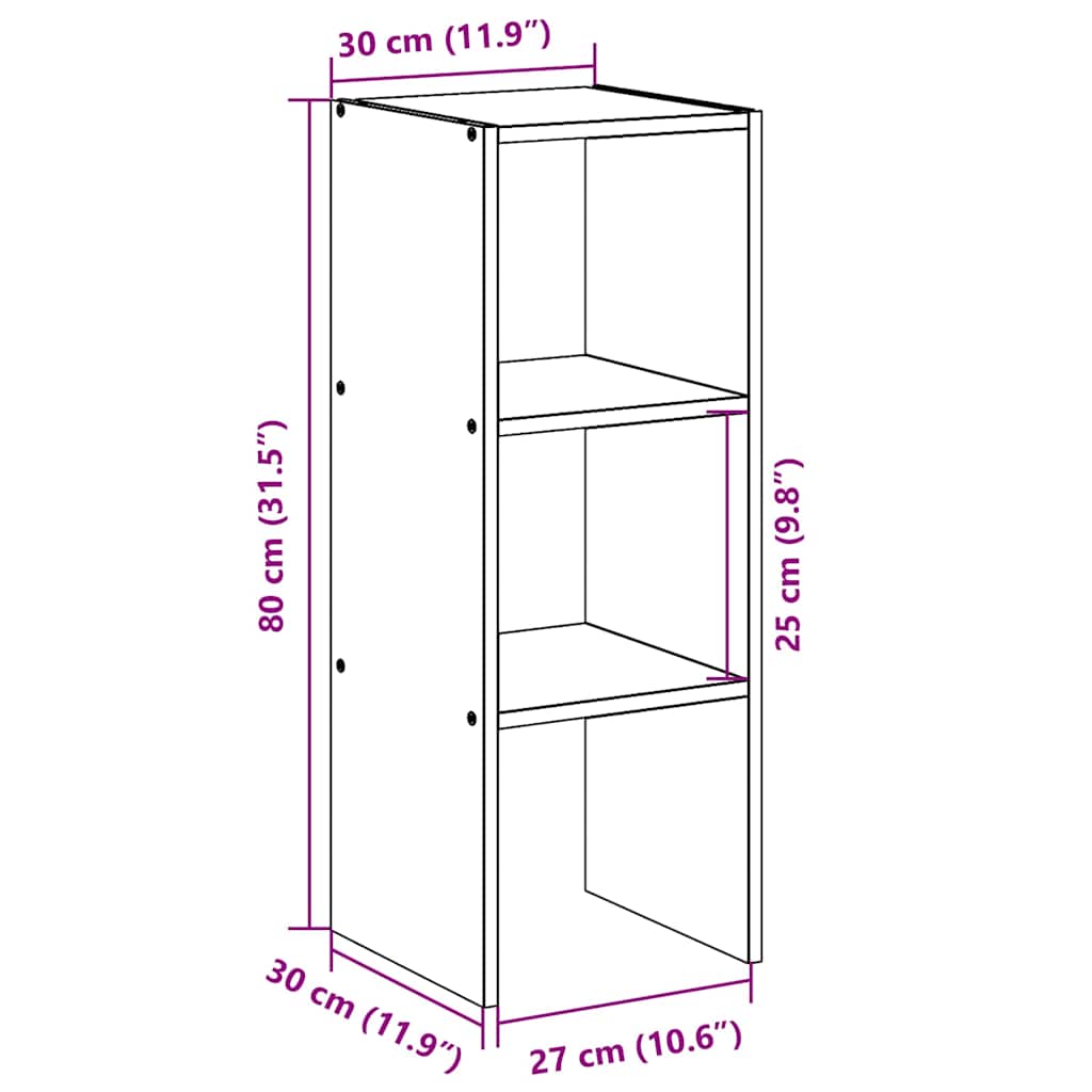 Bokhylle stablebar svart eik 30x30x80 cm konstruert tre