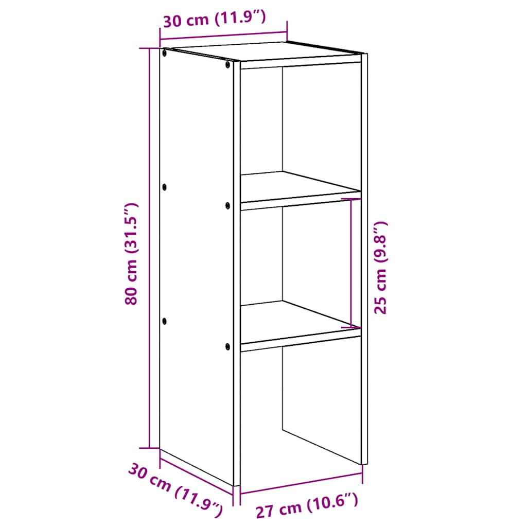 Bokhylle stablebar betong grå 30x30x80 cm konstruert tre