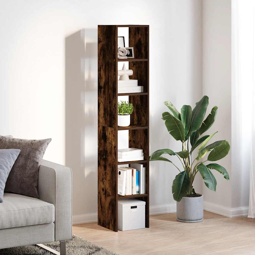 Bokhyller 2 stk stablebar røkt eik 30x30x80 cm konstruert tre