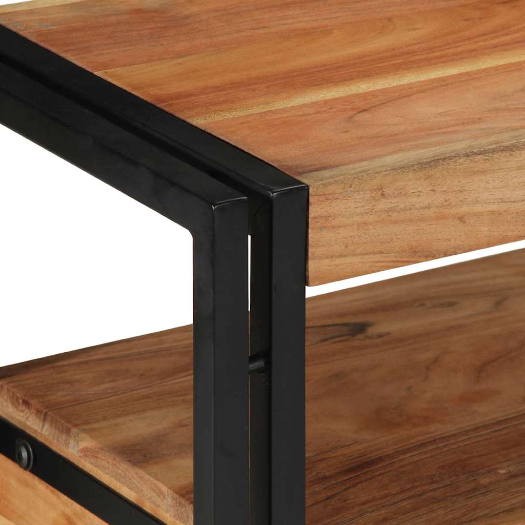 Endebord Svart 120x33x75 cm Solid Akasietre og Metall