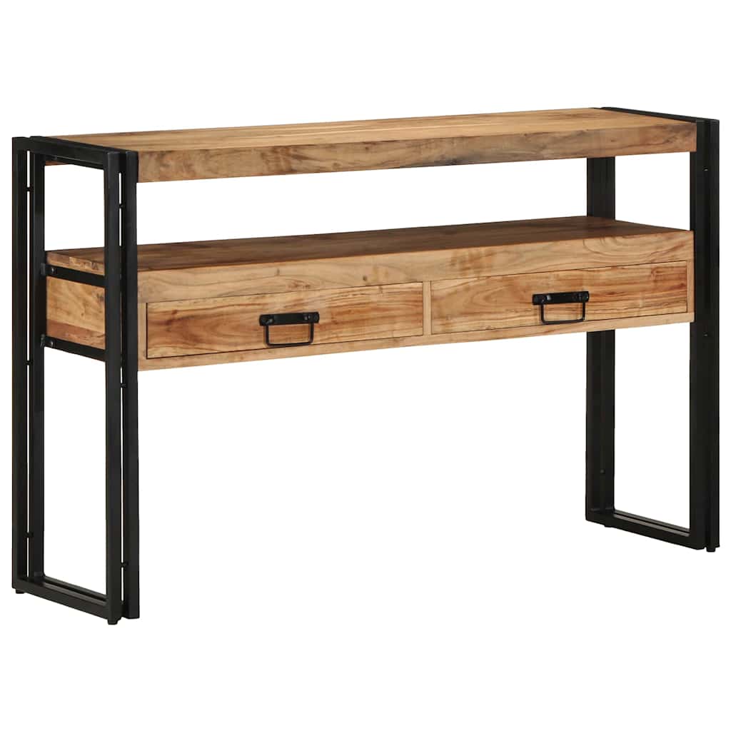 Endebord Svart 120x33x75 cm Solid Akasietre og Metall
