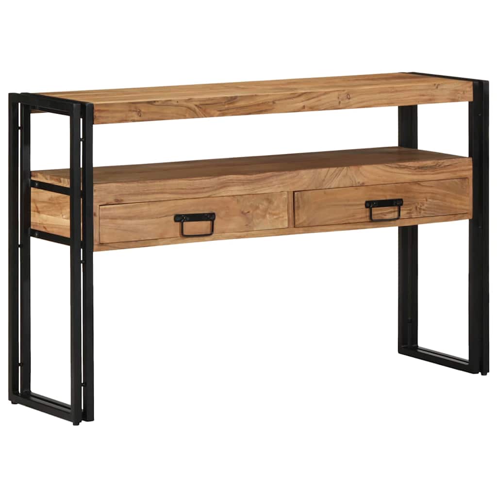 Endebord Svart 120x33x75 cm Solid Akasietre og Metall