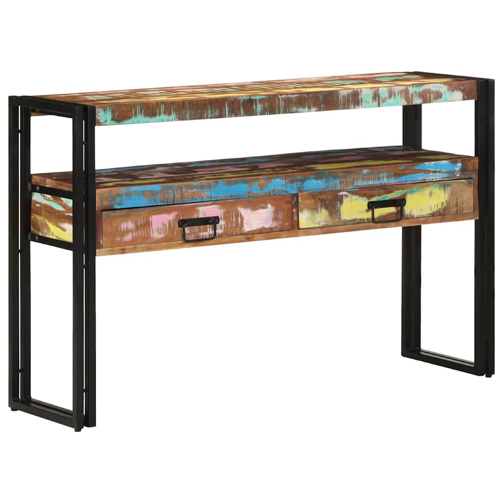Endebord Flerfarget 120x33x75 cm Solid Gjenvunnet Tre&Metall