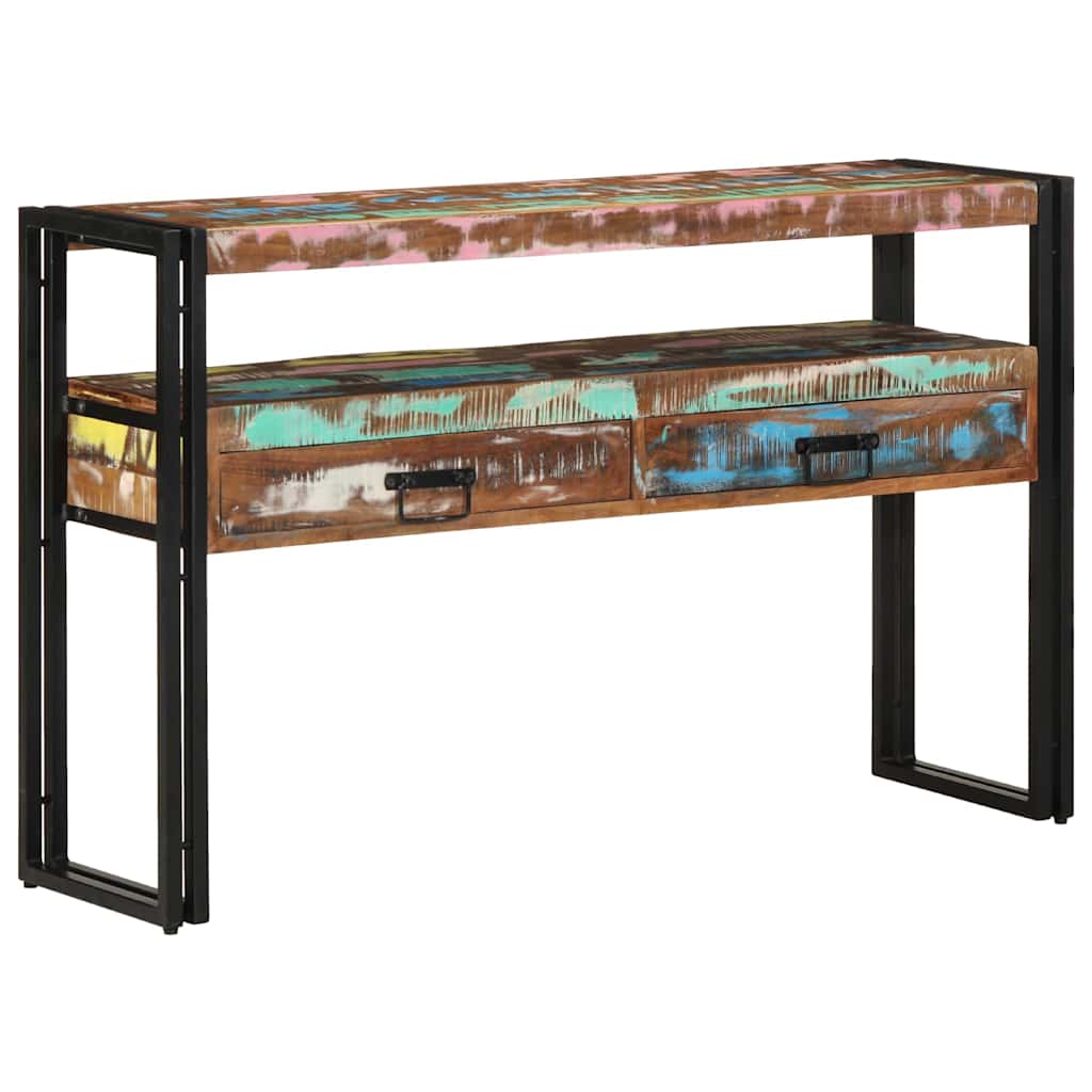 Endebord Flerfarget 120x33x75 cm Solid Gjenvunnet Tre&Metall