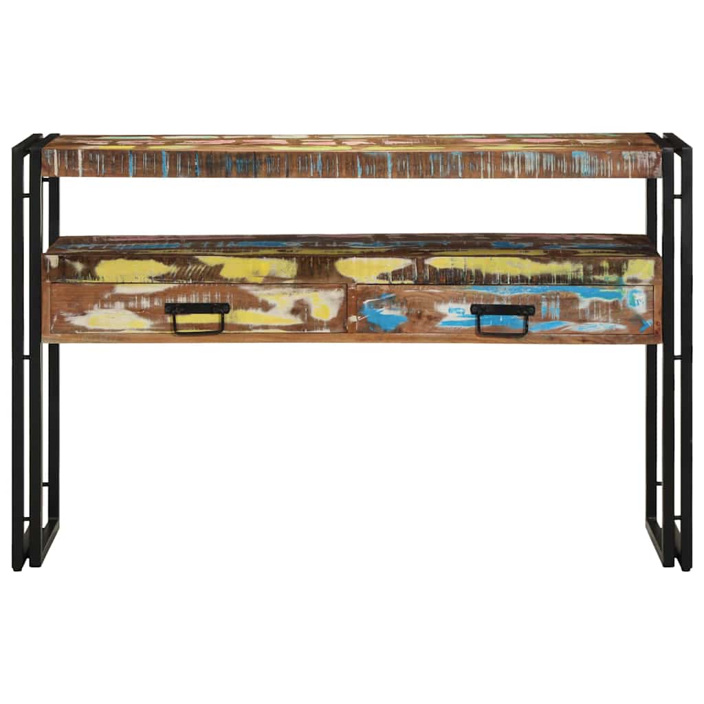Endebord Flerfarget 120x33x75 cm Solid Gjenvunnet Tre&Metall