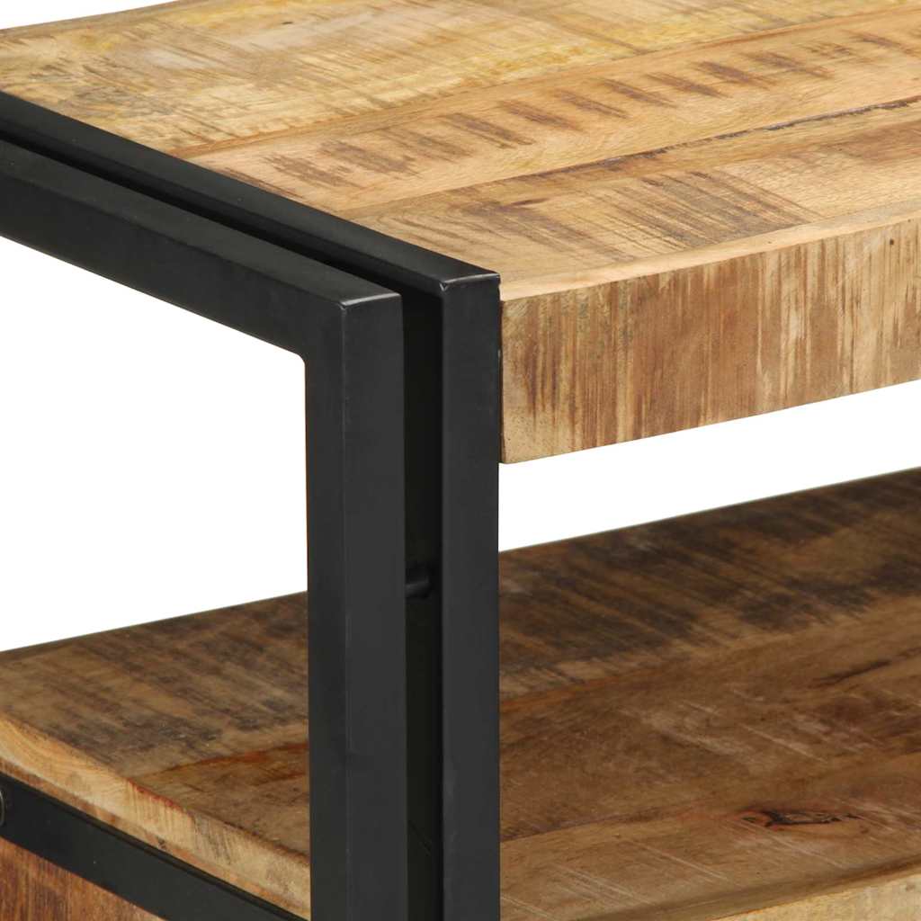 Endebord Svart 90x33x75 cm Solid Mangotre og Metall