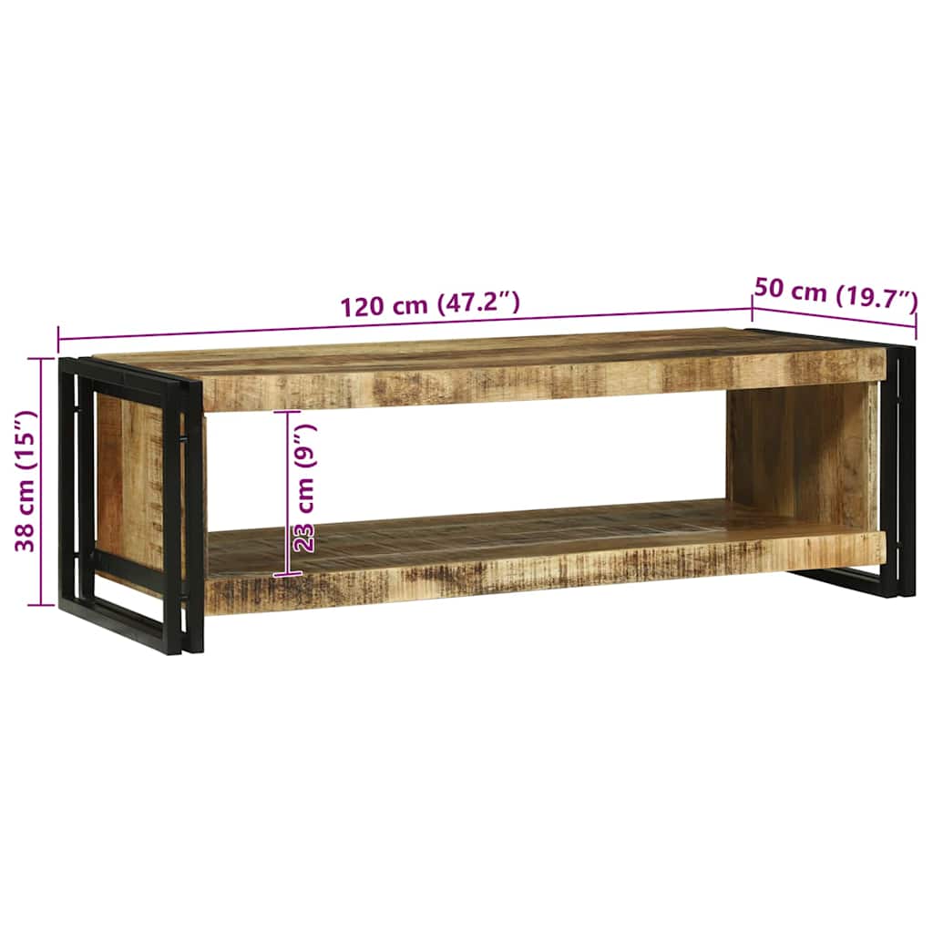 Kaffebord Brun 120 x 50 x 38 cm Heltre grovt mangotre
