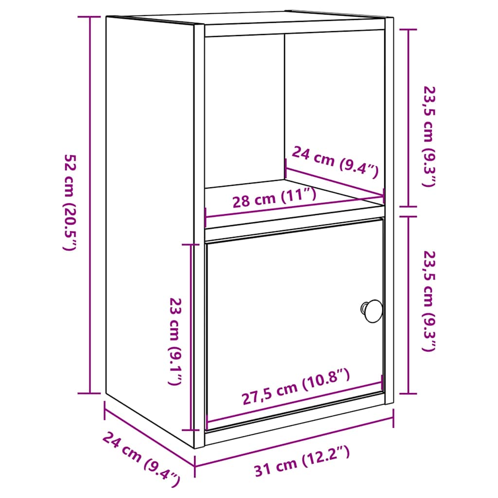 Bokhylle sonoma eik 31x24x52 cm konstruert tre