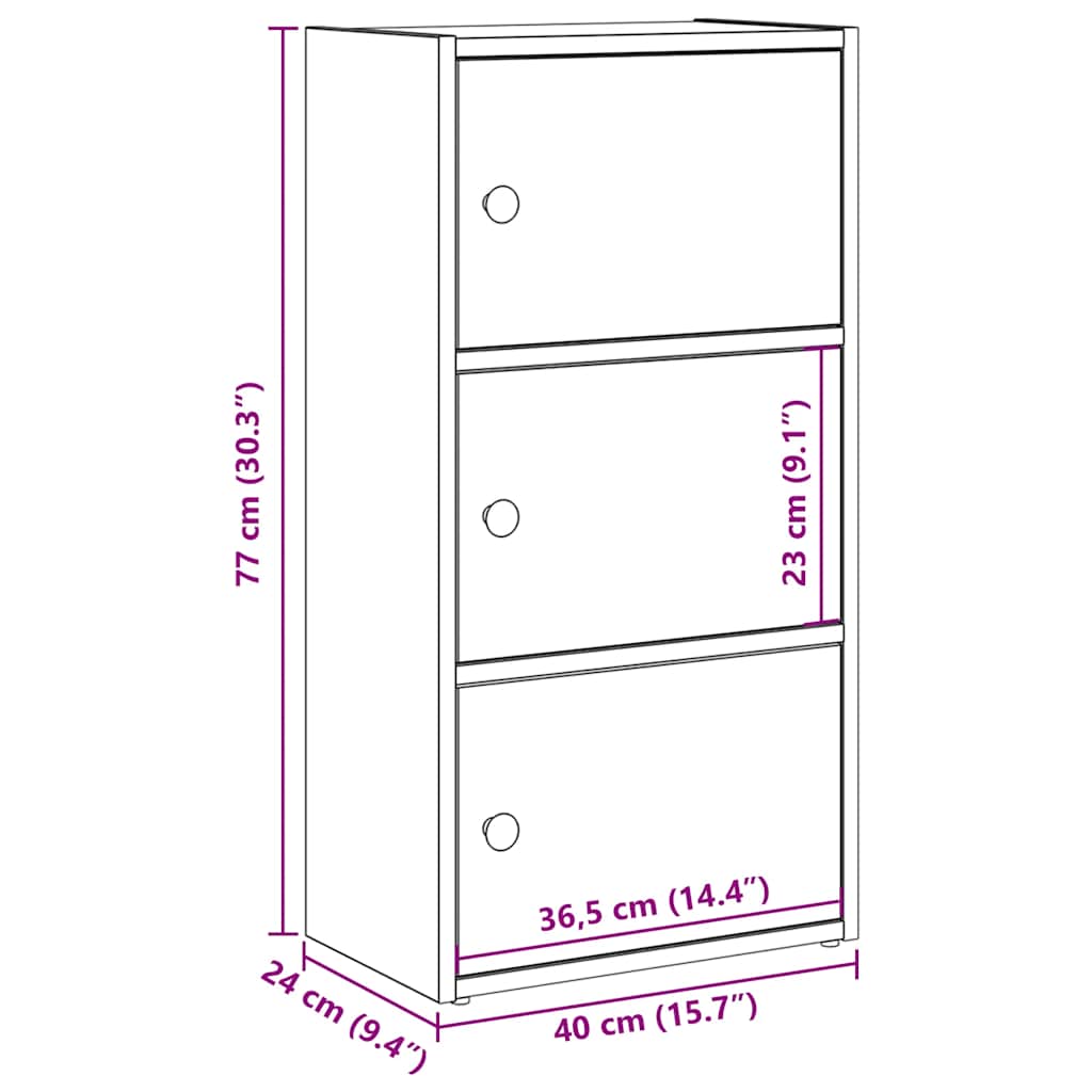 Bokhylle sonoma eik 40x24x77 cm konstruert tre