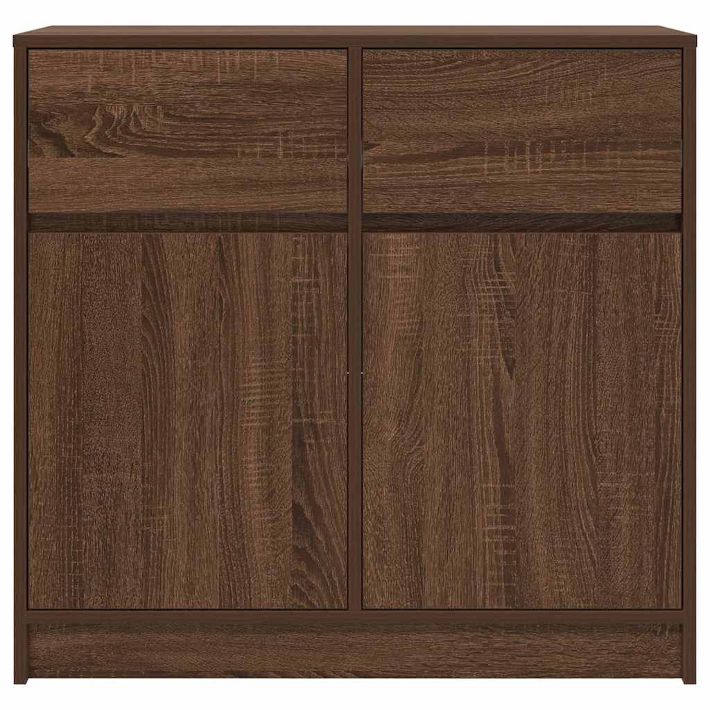 Skjenk med skuff brun eik 80x34x76 cm konstruert tre