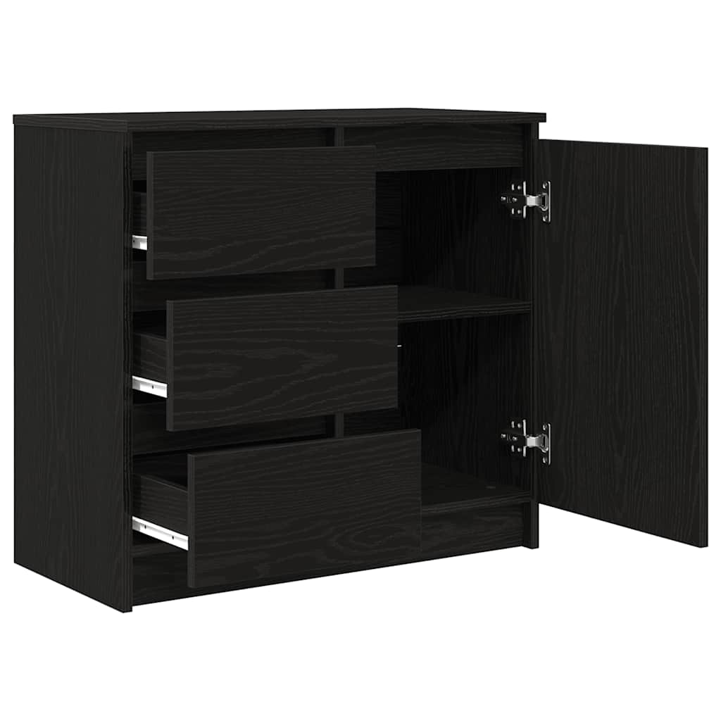 Skjenk med skuff svart eik 71x35x65 cm konstruert tre
