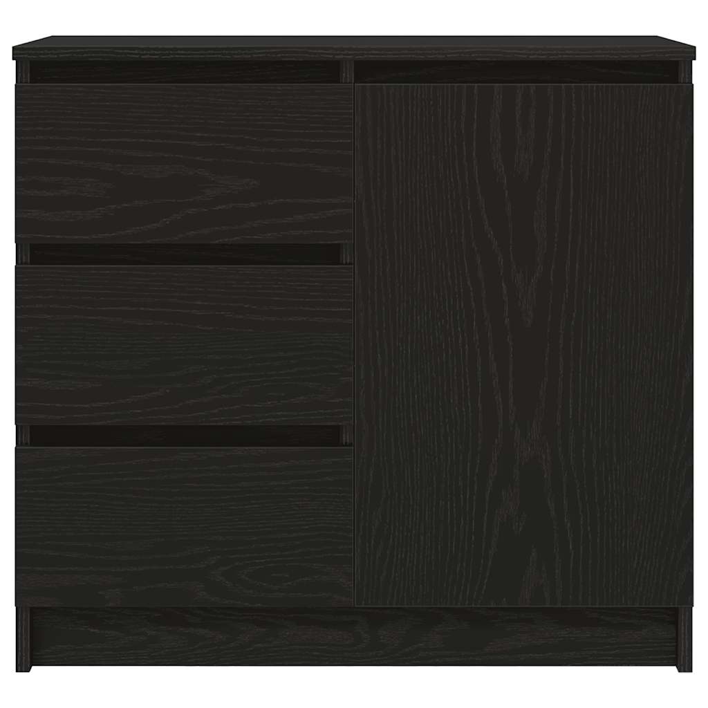 Skjenk med skuff svart eik 71x35x65 cm konstruert tre