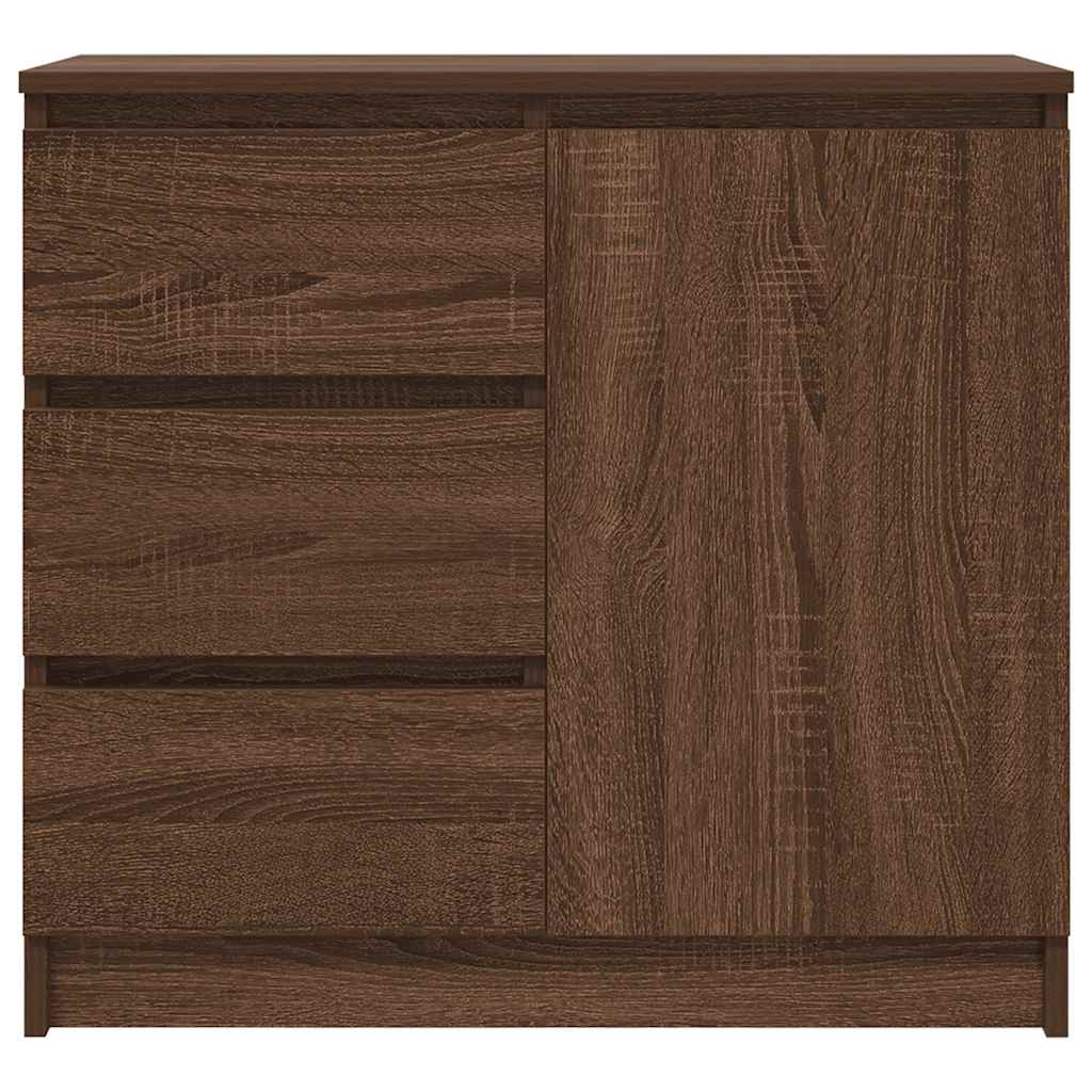 Skjenk med skuff brun eik 71x35x65 cm konstruert tre